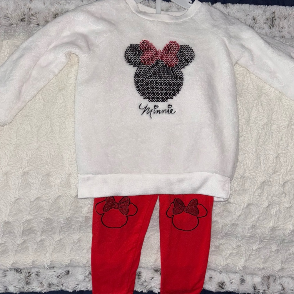 Disney Minnie Mouse Cozy White Sweater/Leggings - 3T